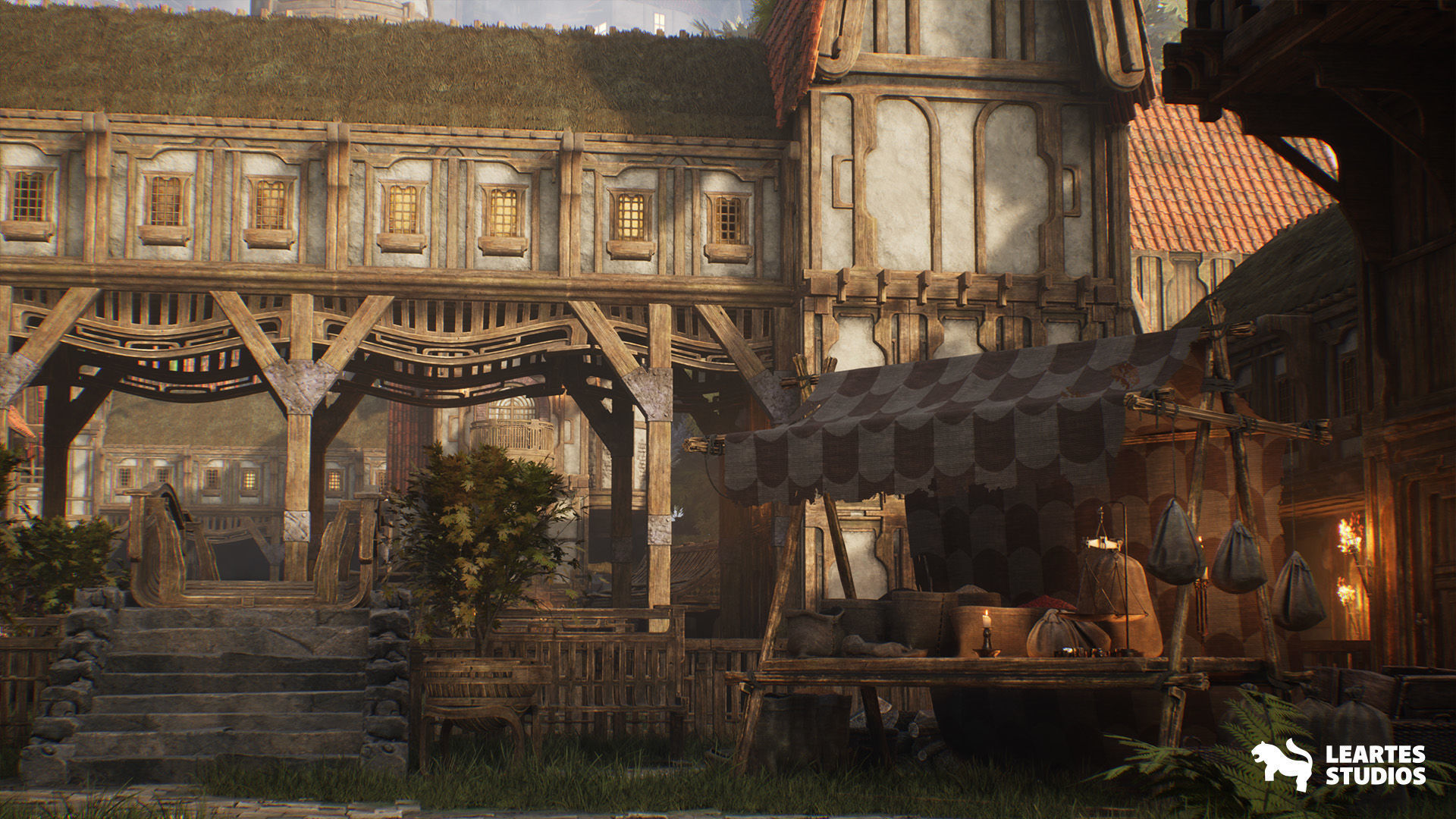 Medieval Market Environment Low-poly 3D model_16