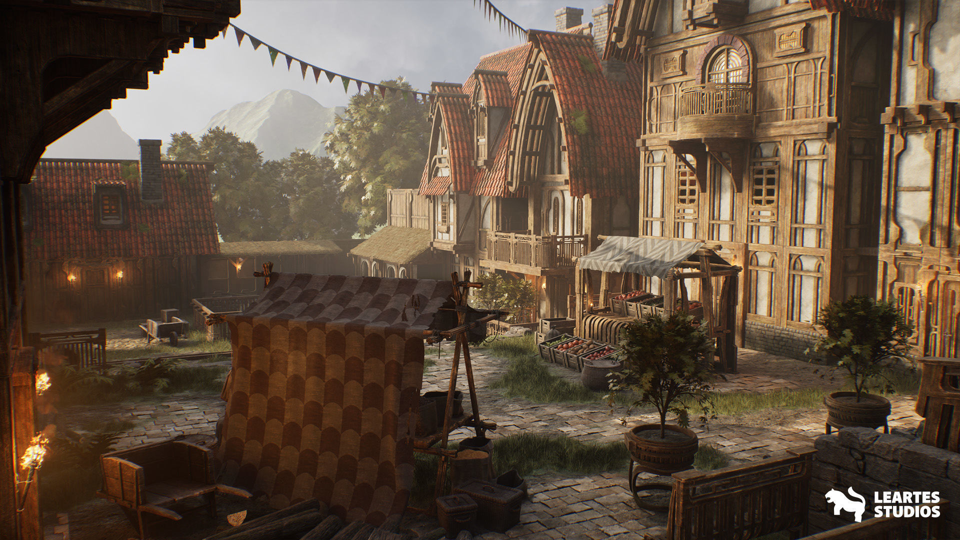 Medieval Market Environment Low-poly 3D model_14