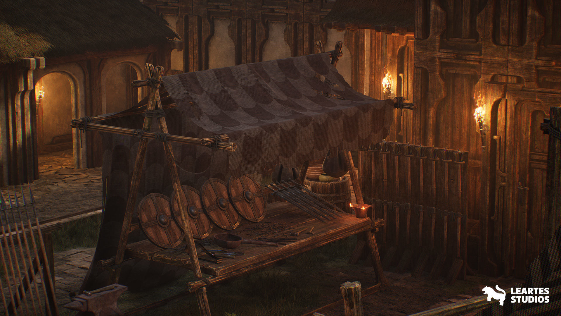 Medieval Market Environment Low-poly 3D model_7