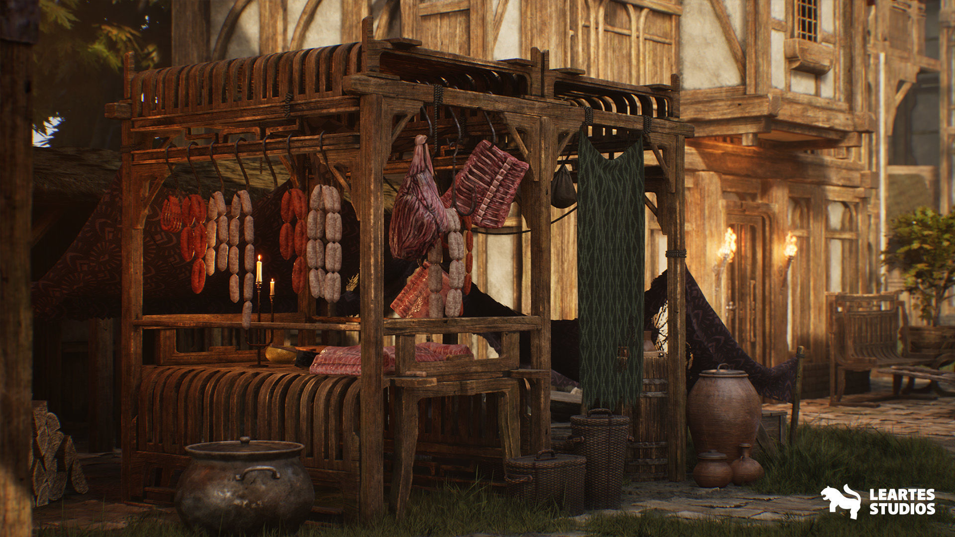 Medieval Market Environment Low-poly 3D model_9