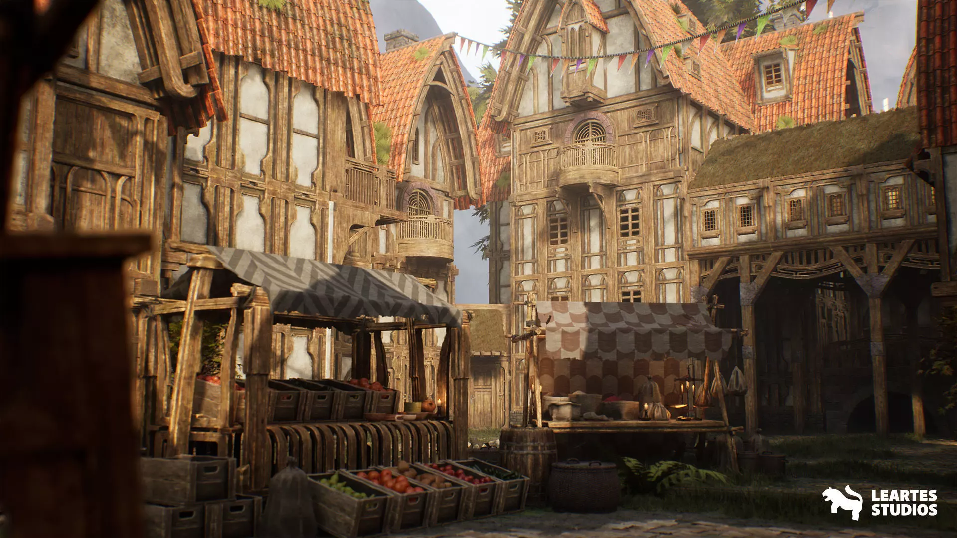 Medieval Market Environment Low-poly 3D model_0