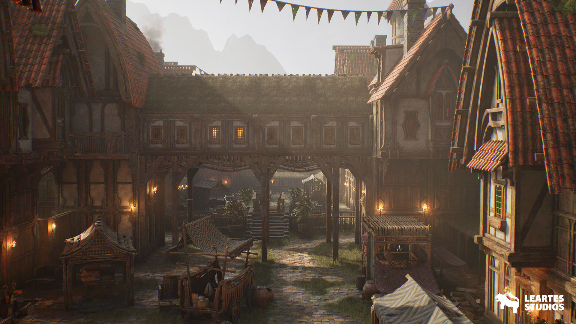 Medieval Market Environment Low-poly 3D model_10