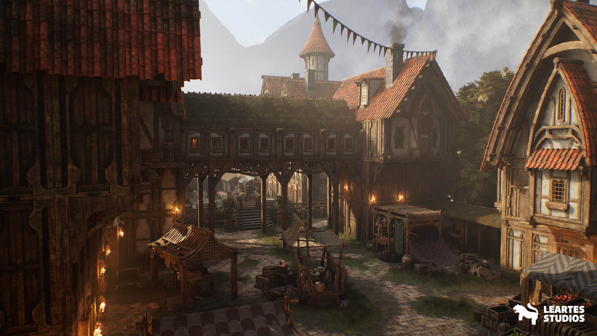 Medieval Market Environment Low-poly 3D model_11