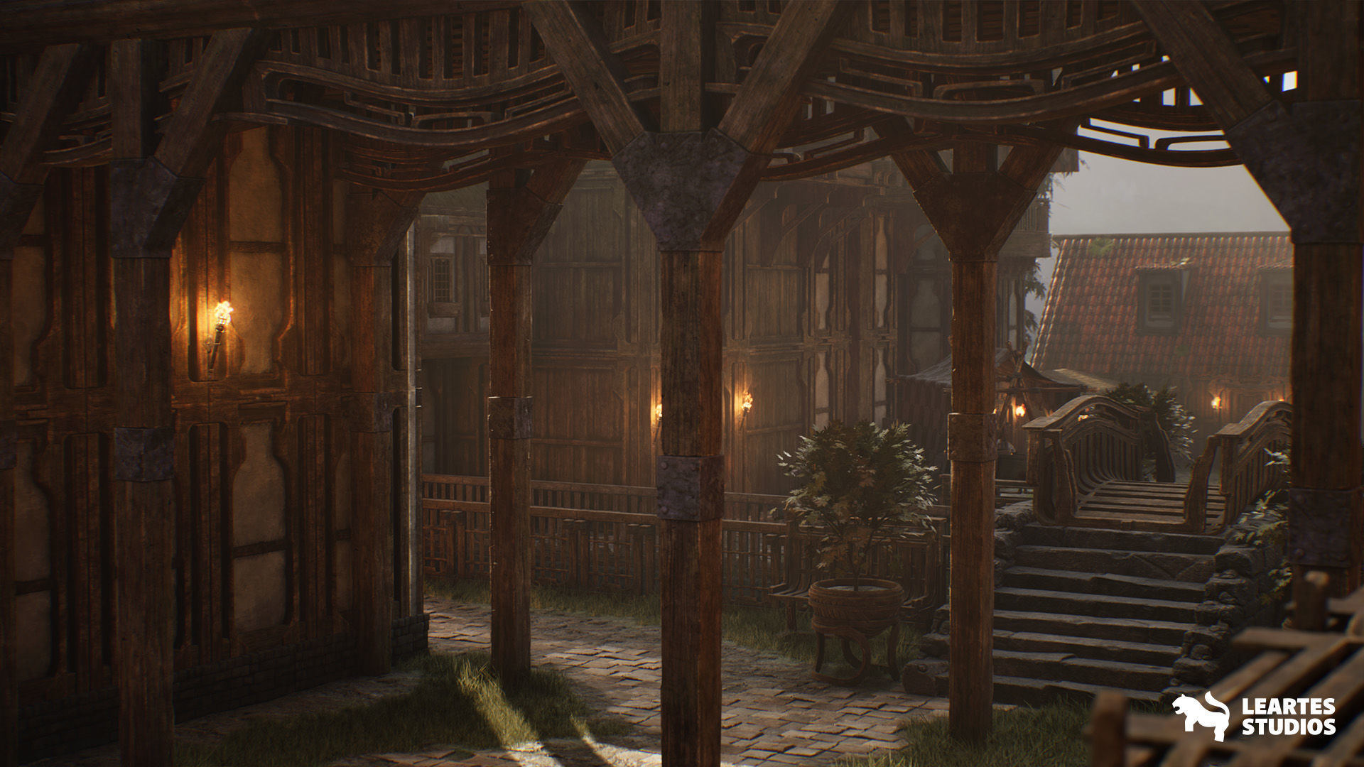 Medieval Market Environment Low-poly 3D model_12