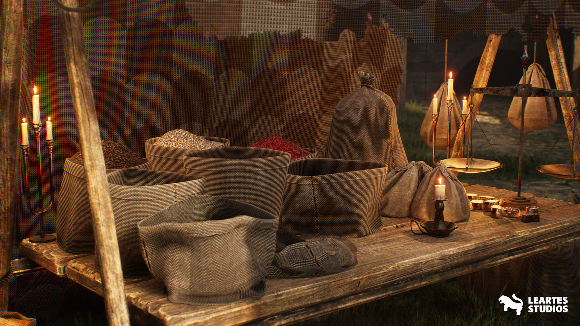 Medieval Market Environment Low-poly 3D model_23