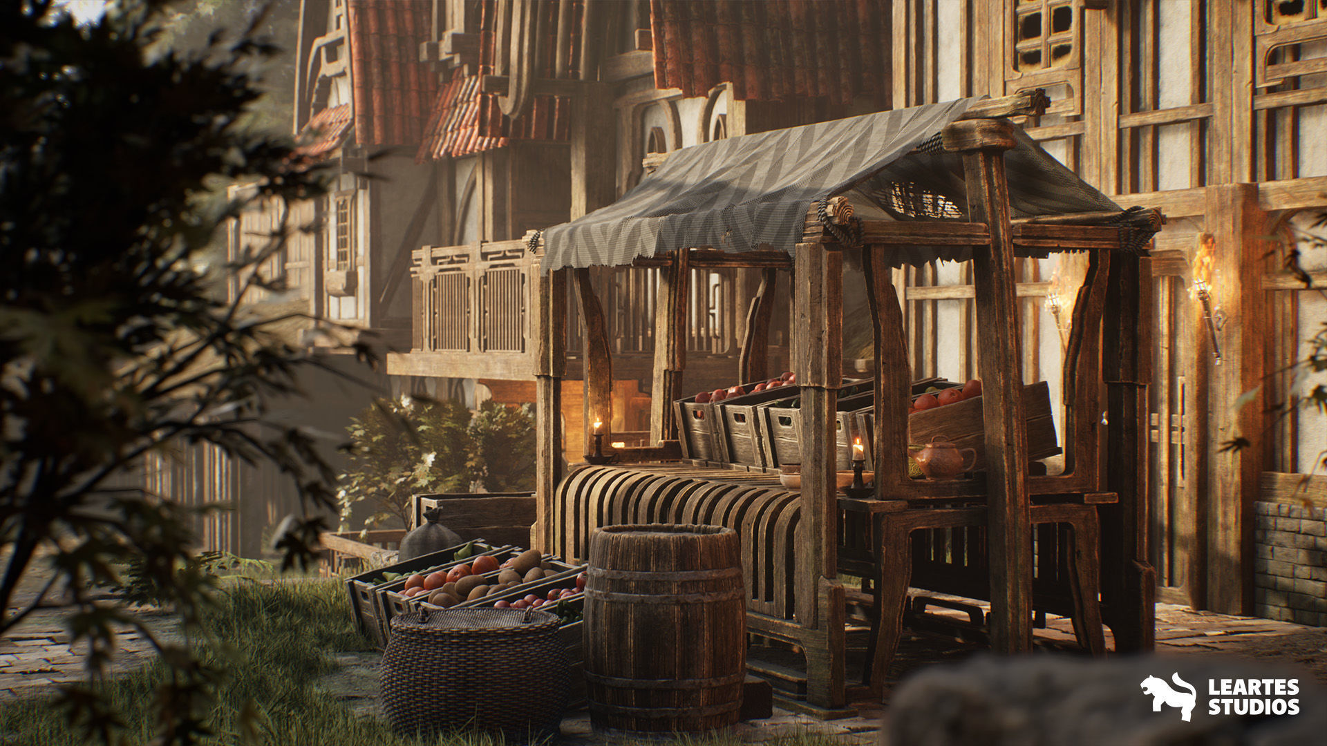 Medieval Market Environment Low-poly 3D model_15