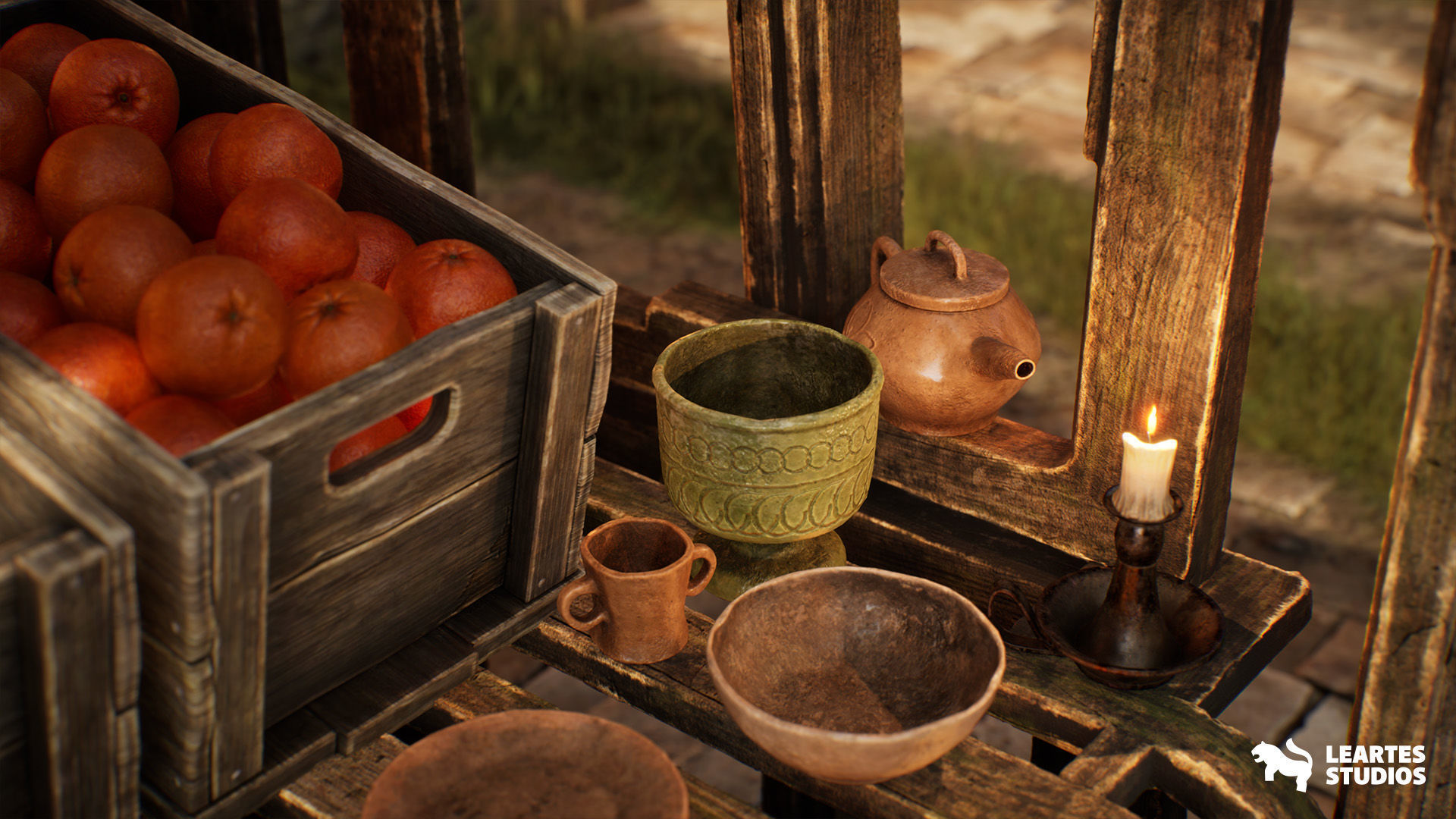 Medieval Market Environment Low-poly 3D model_21