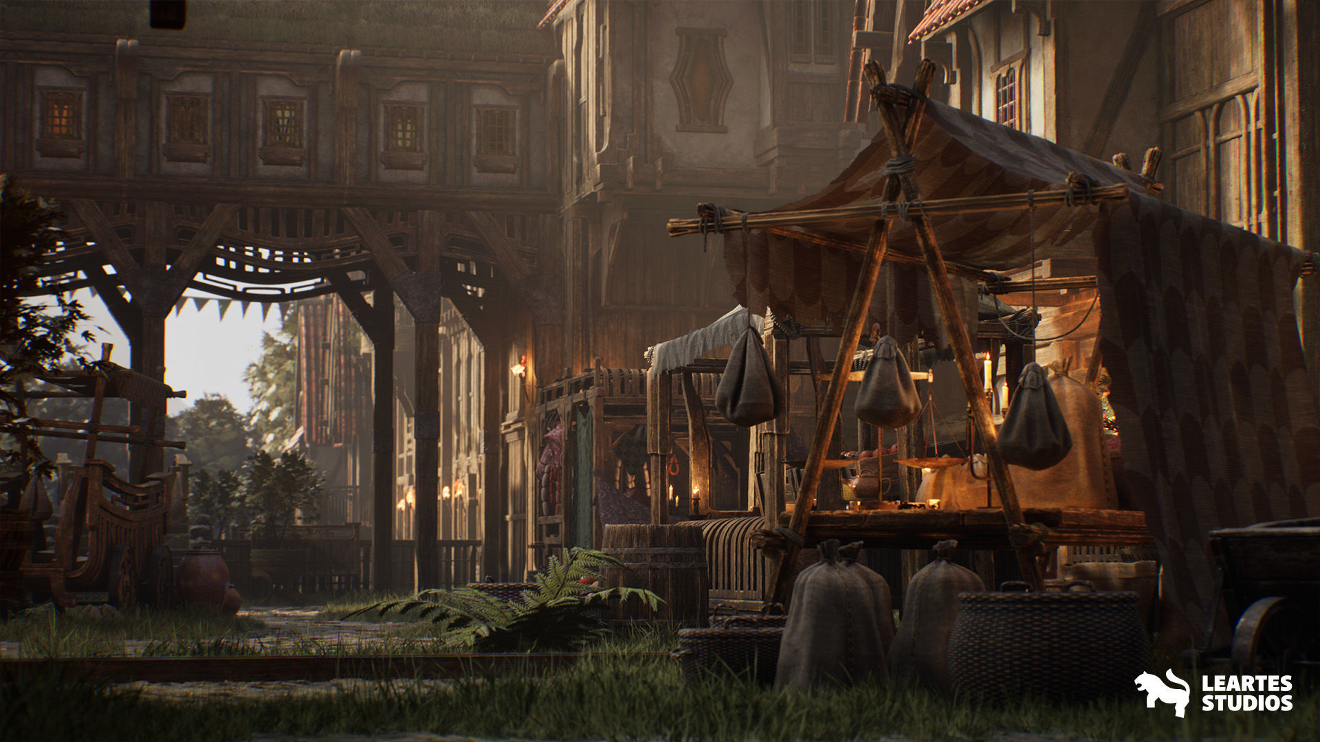 Medieval Market Environment Low-poly 3D model_5