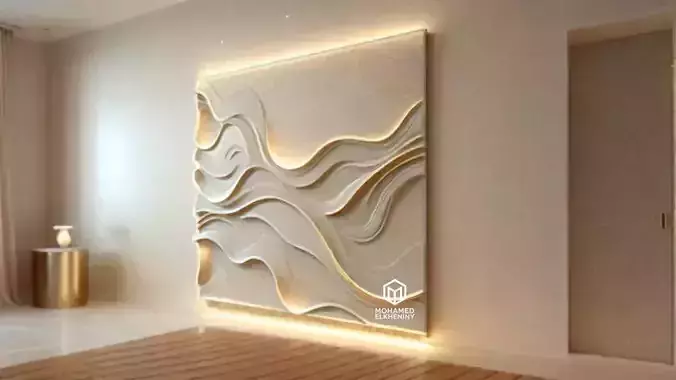 modern panel wall decor set wall relief mural CNC 98 3D model
