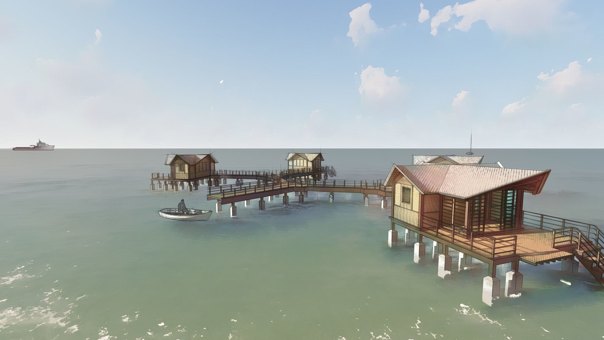 Hotel Beach 3D model_1