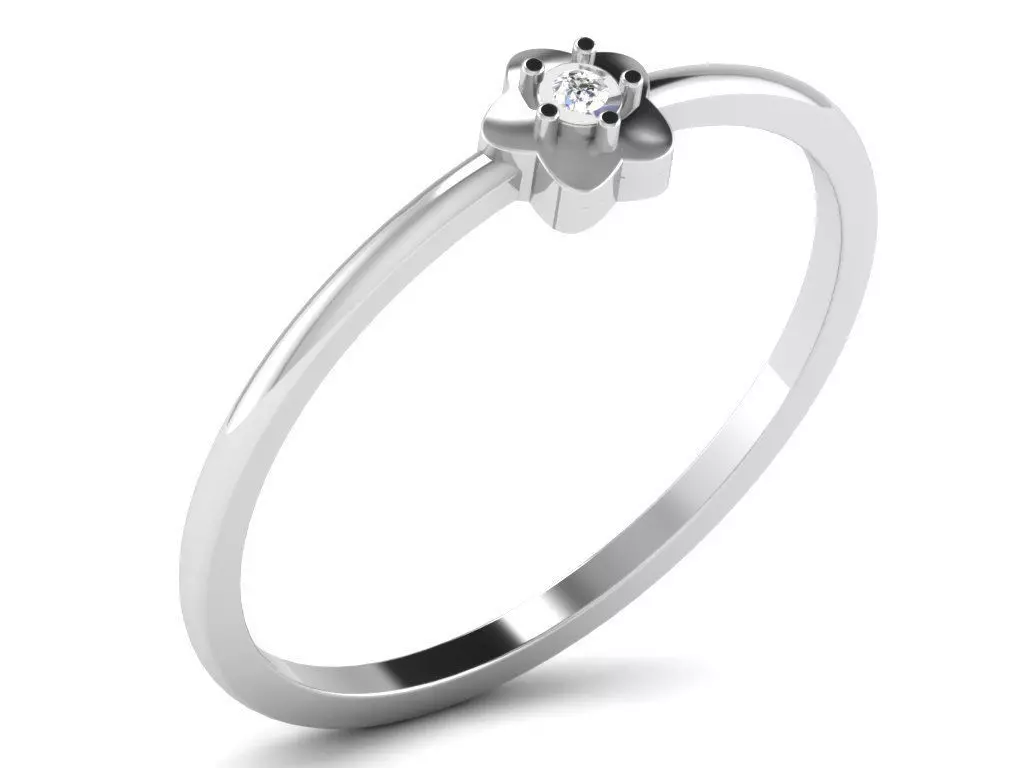 Light Weight White Gold Diamond Ring DR-5962 3D print model