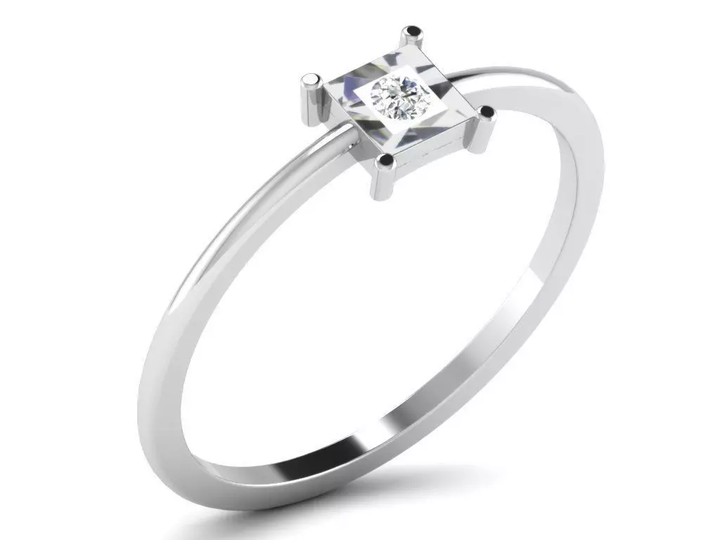 Light Weight White Gold Diamond Ring DR-5981 3D print model
