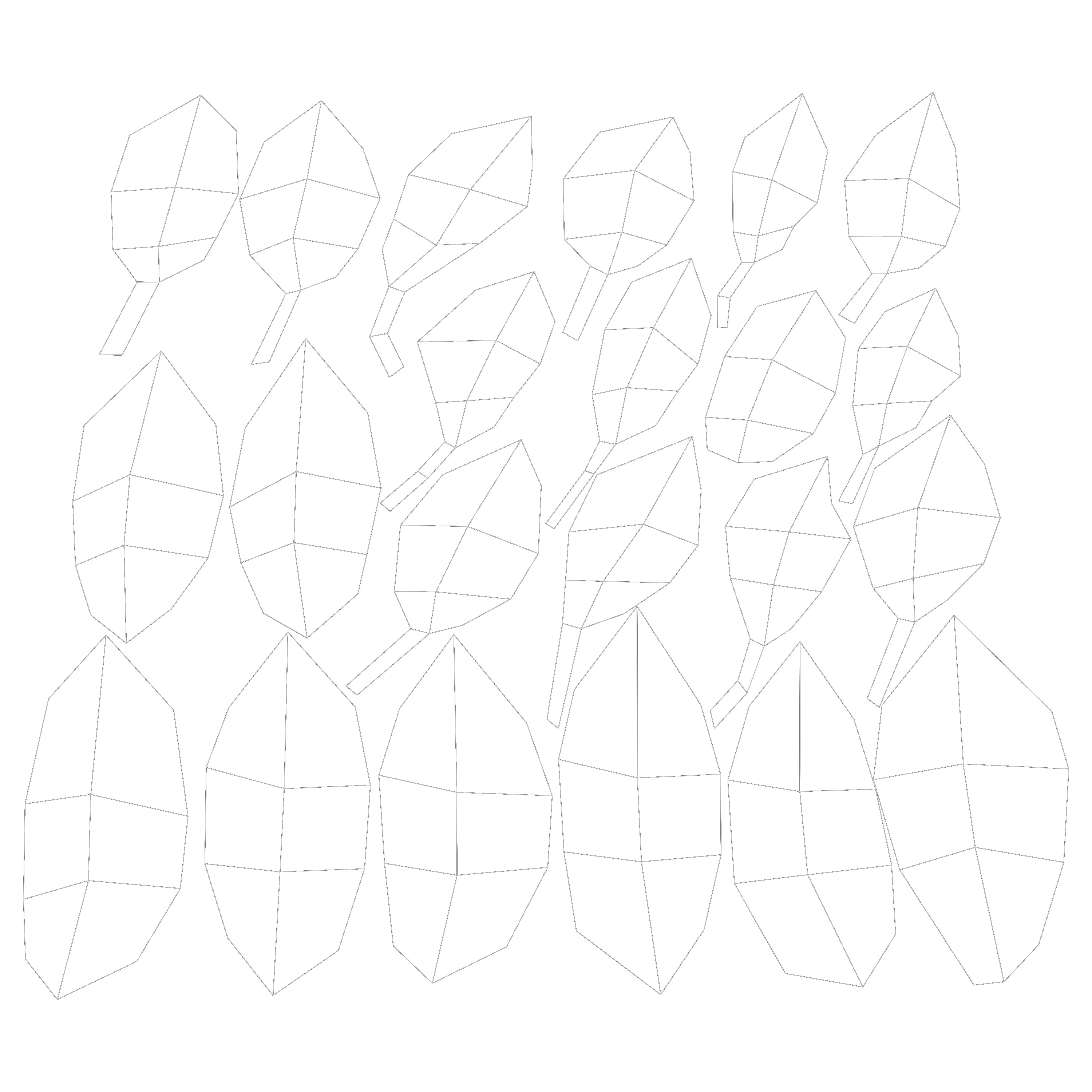 Cherry Leaves Leaf Autumn Fall  Low-poly 3D model_9