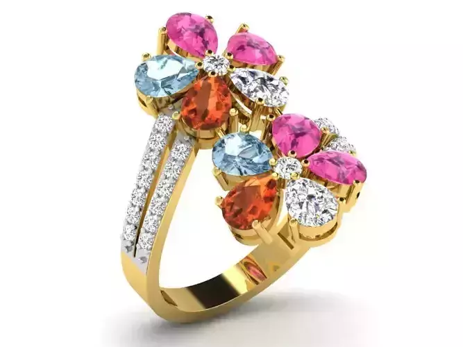 Light Weight Yellow Gold Diamond Ring DR-5990