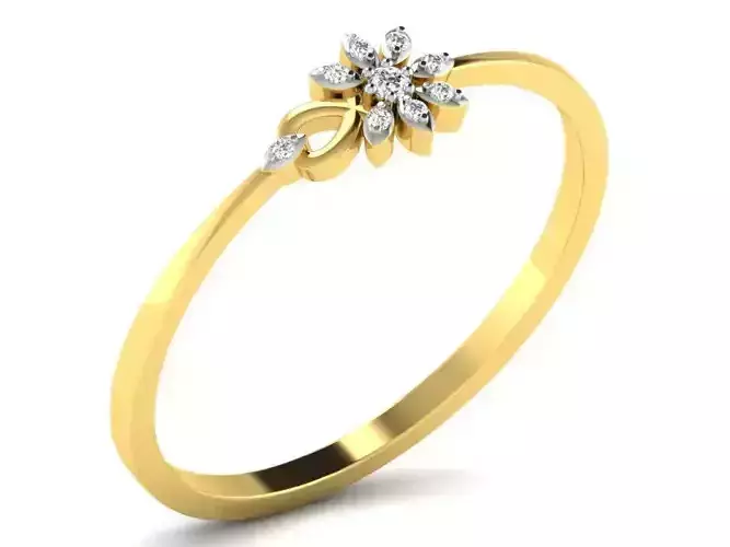 Light Weight Yellow Gold Diamond Ring DR-5993