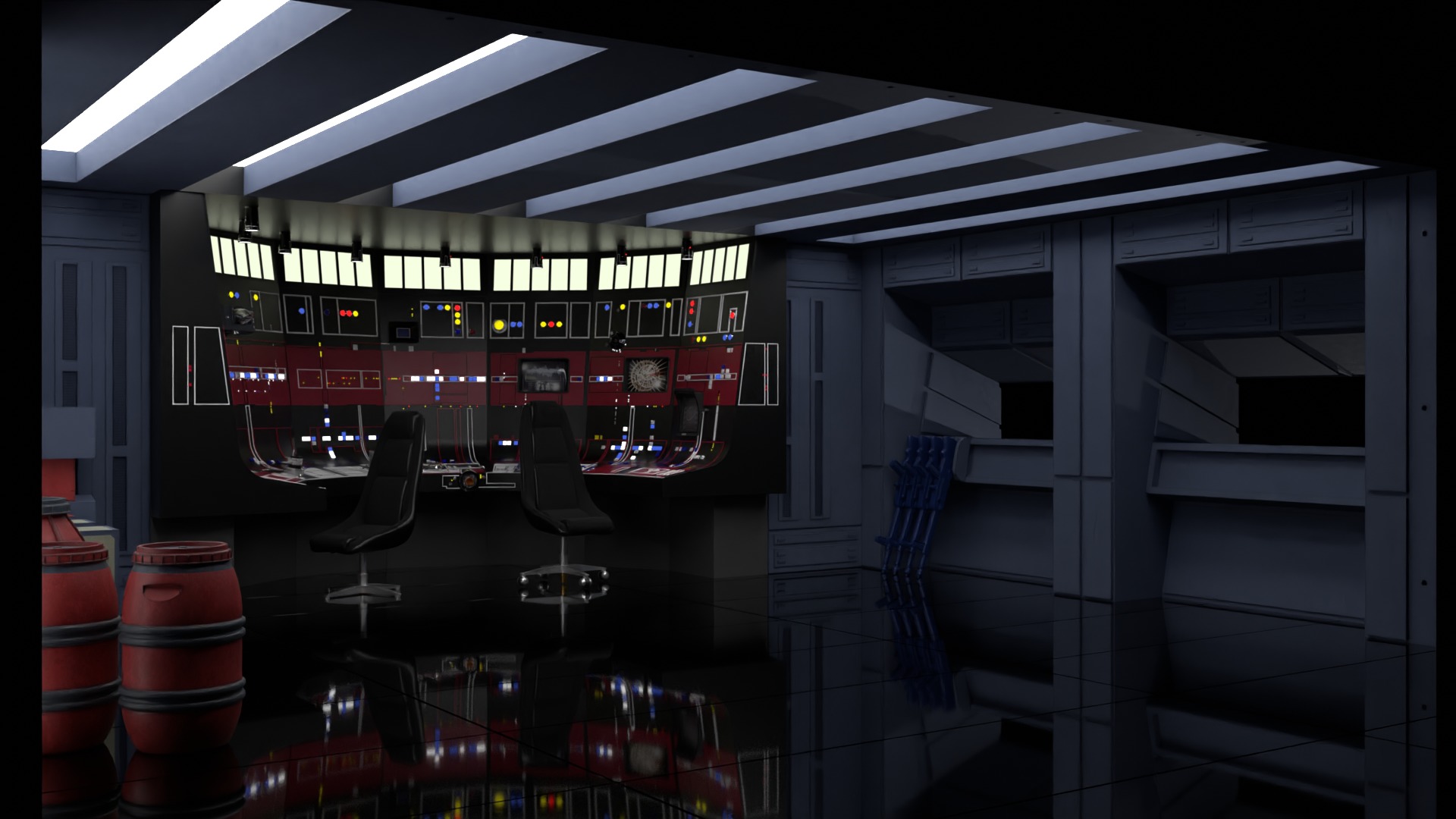 Set 3 - Docking bay Command Office 1-6 scale Hottoys 3D print model_8