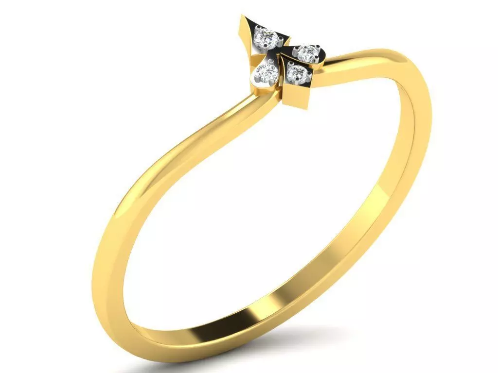Light Weight Yellow Gold Diamond Ring DR-6002 3D print model