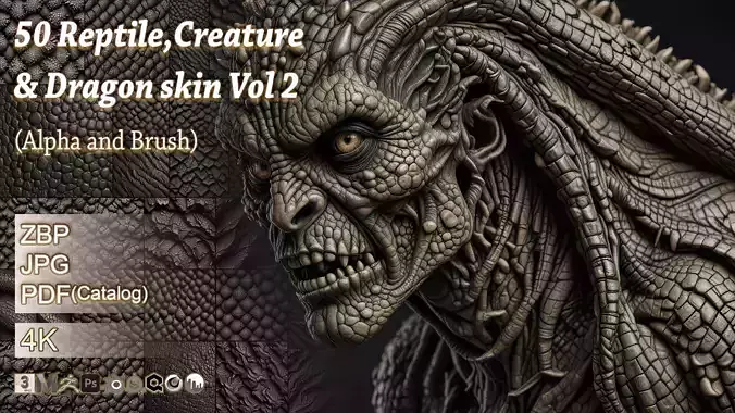 50 Reptile Creature and Dragon skin Vol 2 Alpha and Brush