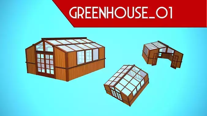 GREENHOUSE 01 CARTOON STYLIZED Low-poly 3D model