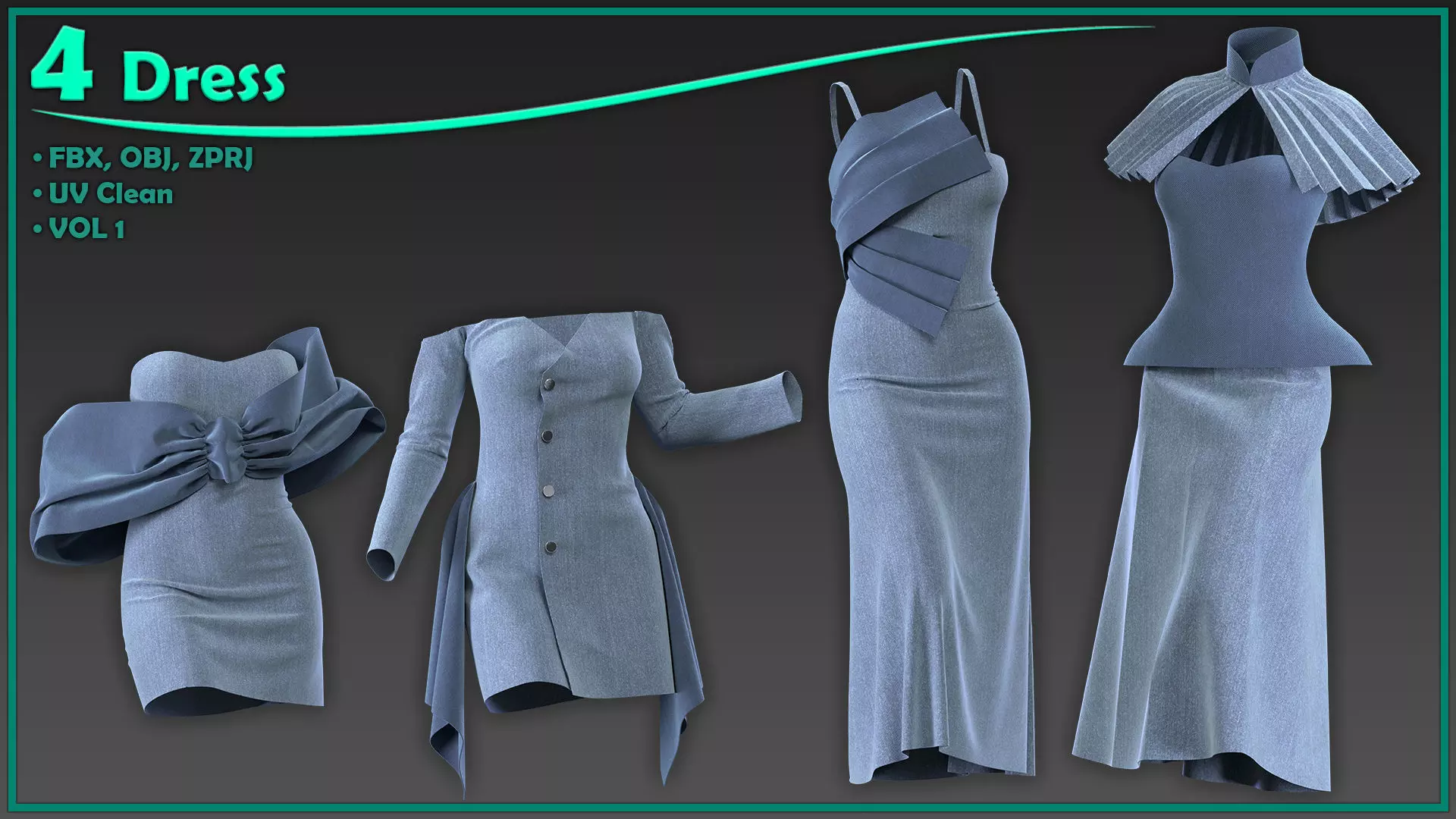 4 classic dress 3D model