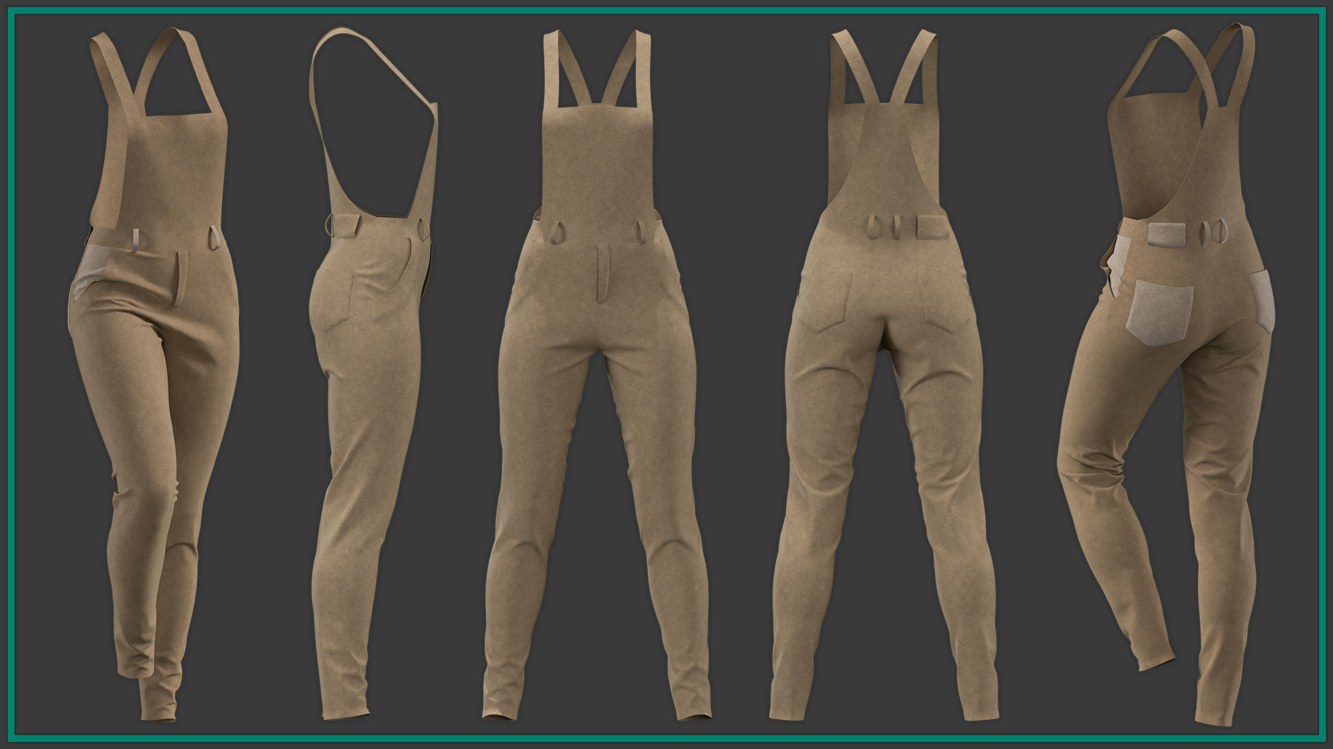 5 female dungarees 3D model_5