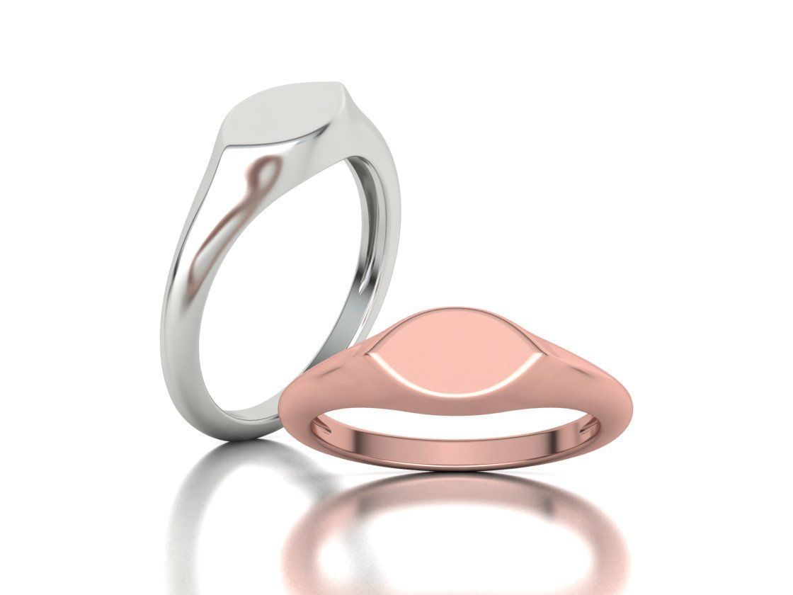 Signet Marquise Intial Women Ring Pinky Finger Ring 3D print model_1