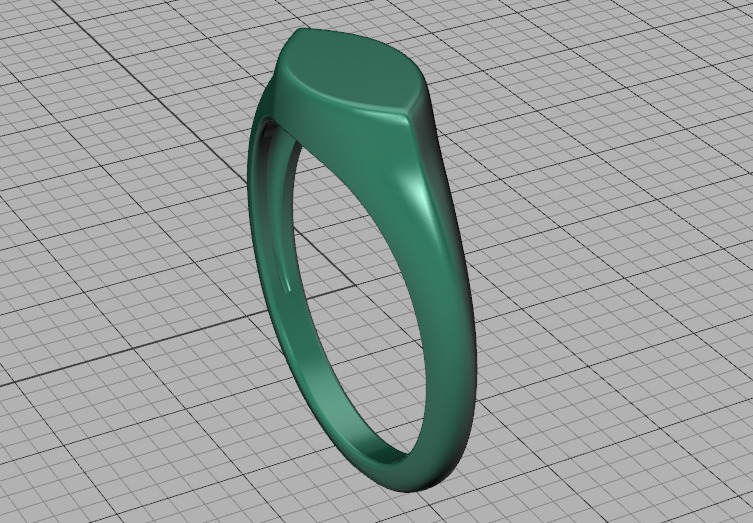 Signet Marquise Intial Women Ring Pinky Finger Ring 3D print model_41