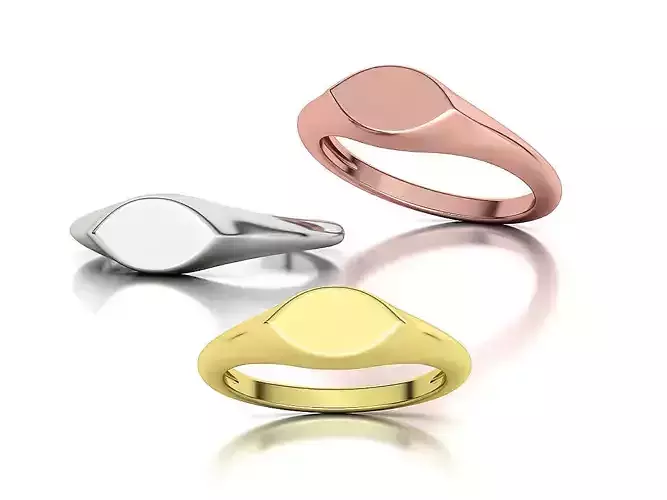 Signet Marquise Intial Women Ring Pinky Finger Ring 3D print model
