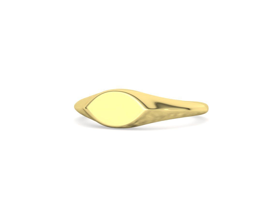 Signet Marquise Intial Women Ring Pinky Finger Ring 3D print model_14