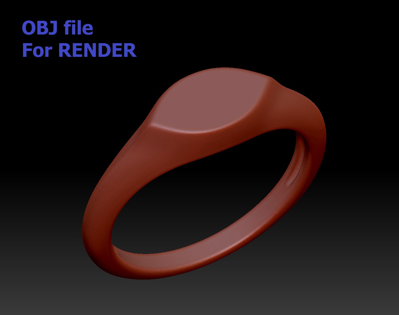 Signet Marquise Intial Women Ring Pinky Finger Ring 3D print model_10