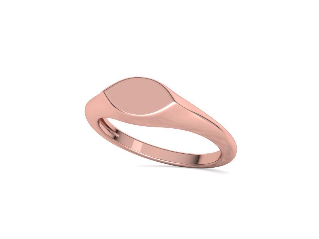 Signet Marquise Intial Women Ring Pinky Finger Ring 3D print model_28