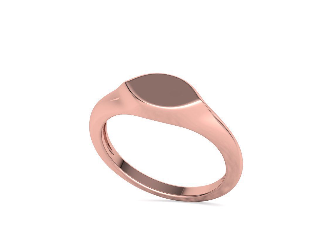 Signet Marquise Intial Women Ring Pinky Finger Ring 3D print model_25