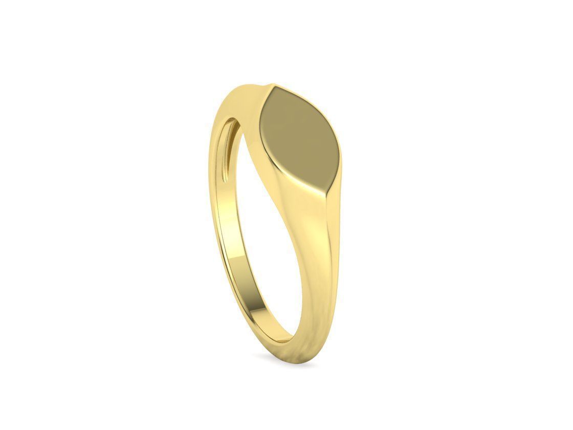 Signet Marquise Intial Women Ring Pinky Finger Ring 3D print model_35