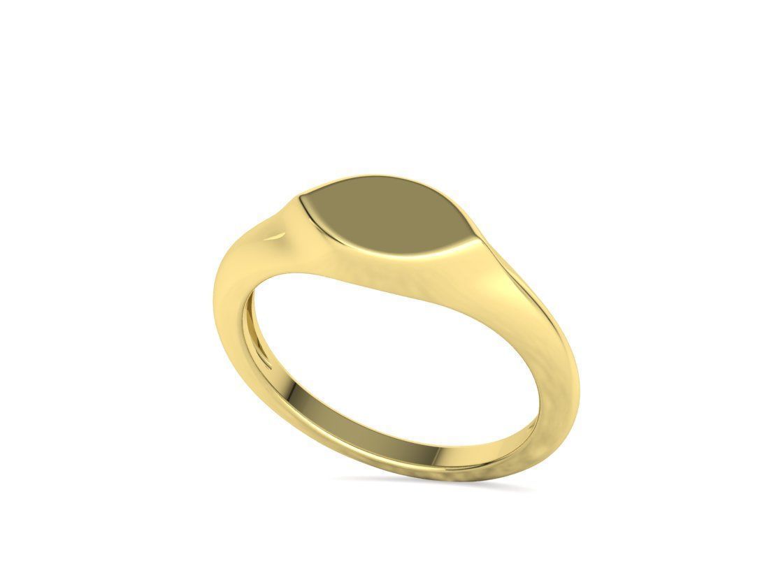 Signet Marquise Intial Women Ring Pinky Finger Ring 3D print model_26