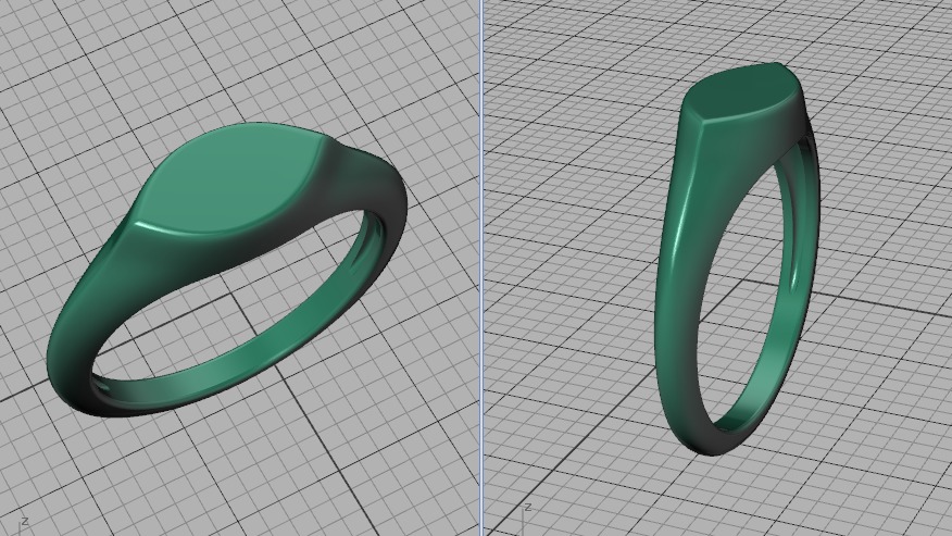 Signet Marquise Intial Women Ring Pinky Finger Ring 3D print model_44