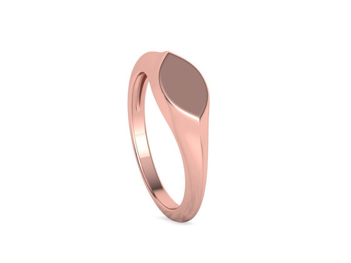 Signet Marquise Intial Women Ring Pinky Finger Ring 3D print model_34