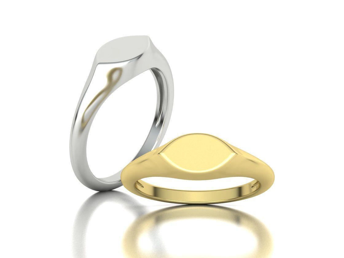 Signet Marquise Intial Women Ring Pinky Finger Ring 3D print model_12