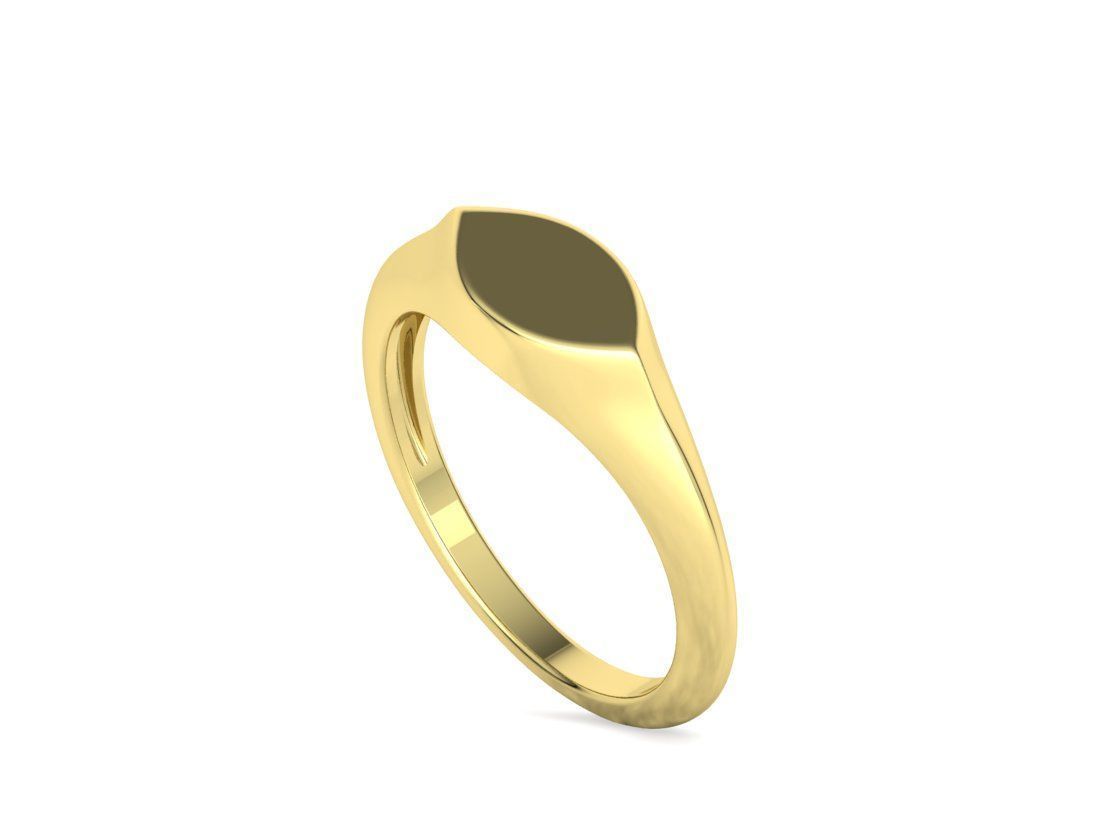 Signet Marquise Intial Women Ring Pinky Finger Ring 3D print model_23