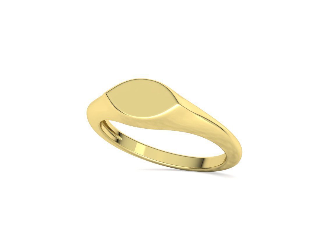 Signet Marquise Intial Women Ring Pinky Finger Ring 3D print model_29