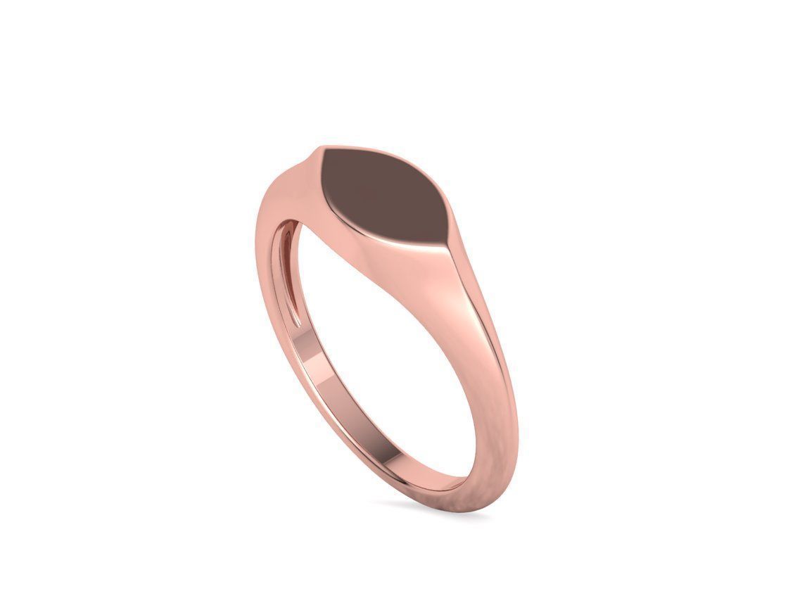 Signet Marquise Intial Women Ring Pinky Finger Ring 3D print model_22