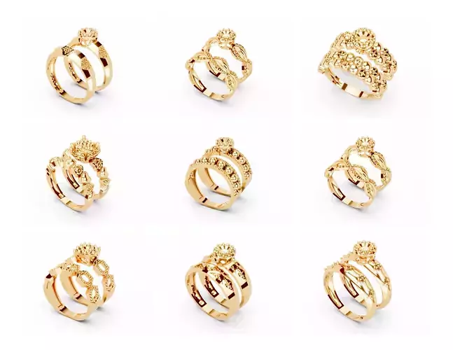 25 Twin Ladies Rings 3d Model Collation 