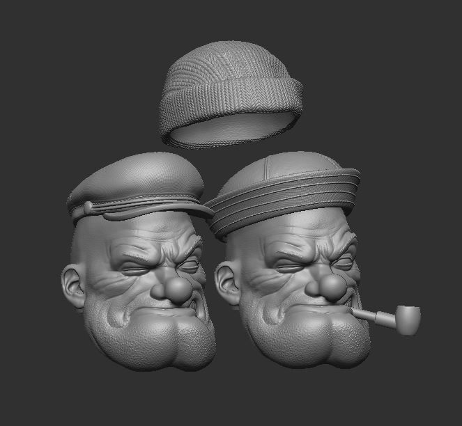 Popeye Headsculpt for Action Figures 3D print model_4