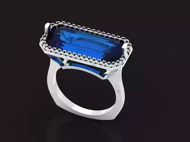 Vintage Engagement Ring  Rectangular Cut 1432