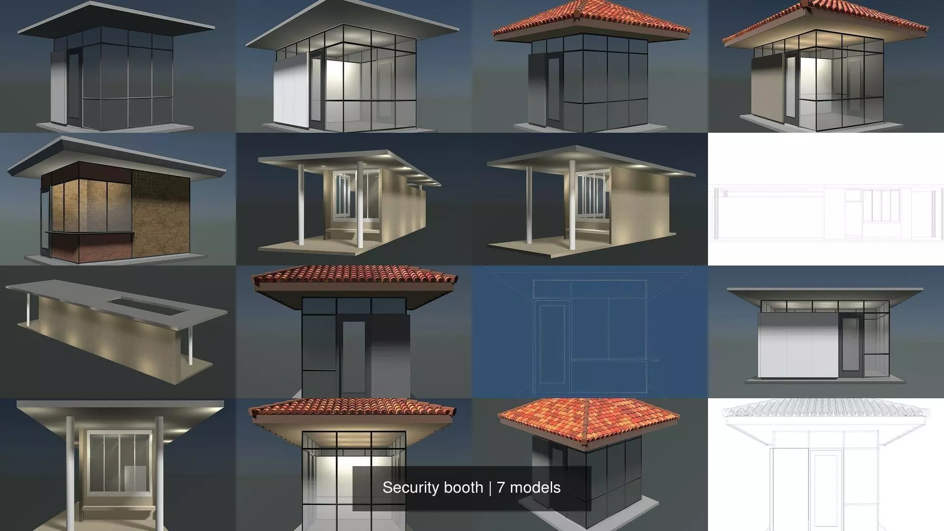 Security booth 3D Model Collection_0