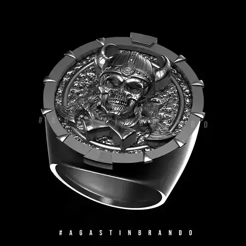 Viking skull Design Ring STL 