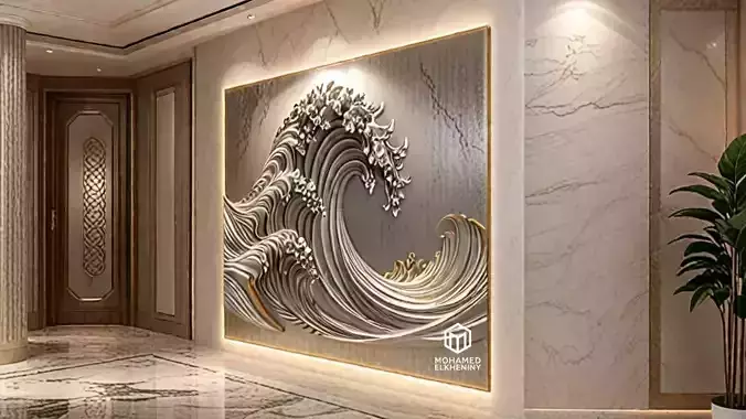 modern panel wall decor set wall relief mural CNC 100
