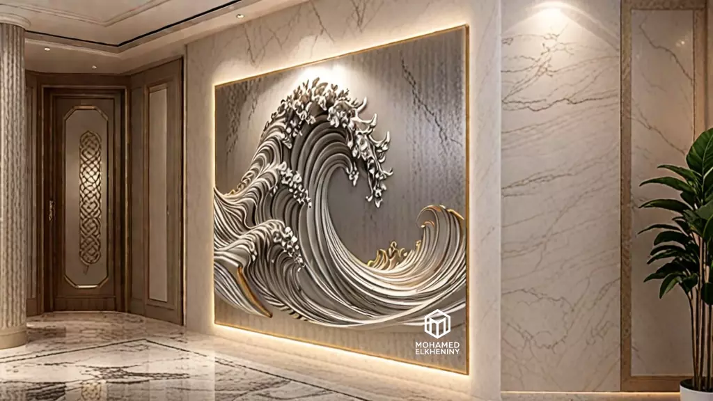 modern panel wall decor set wall relief mural CNC 100 3D model