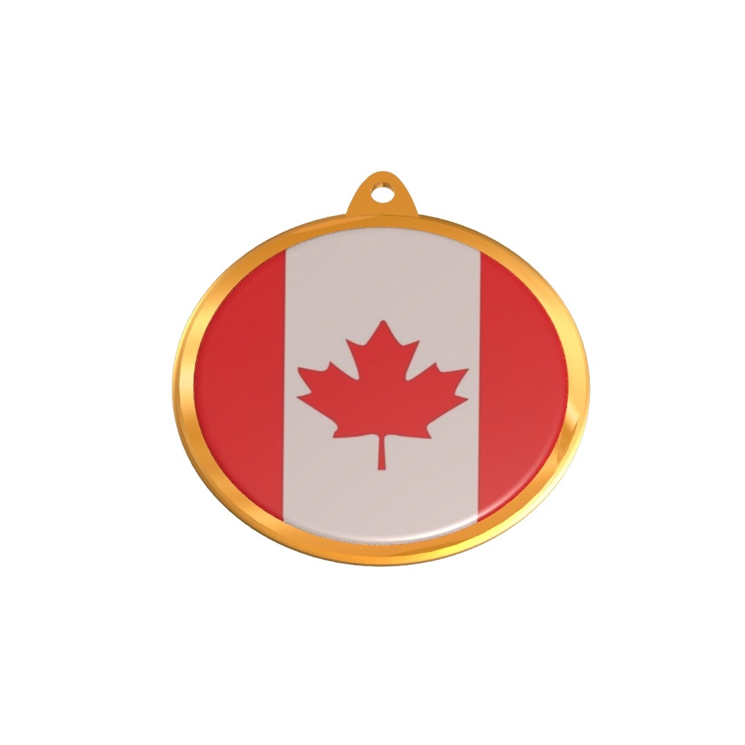 Canada Flag Golden Medal Badge 3D model_10