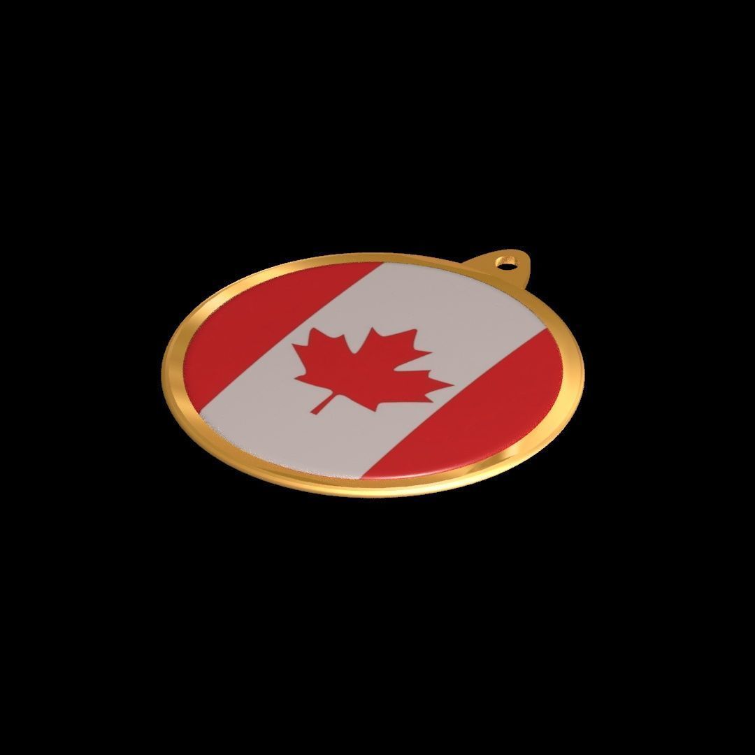 Canada Flag Golden Medal Badge 3D model_20