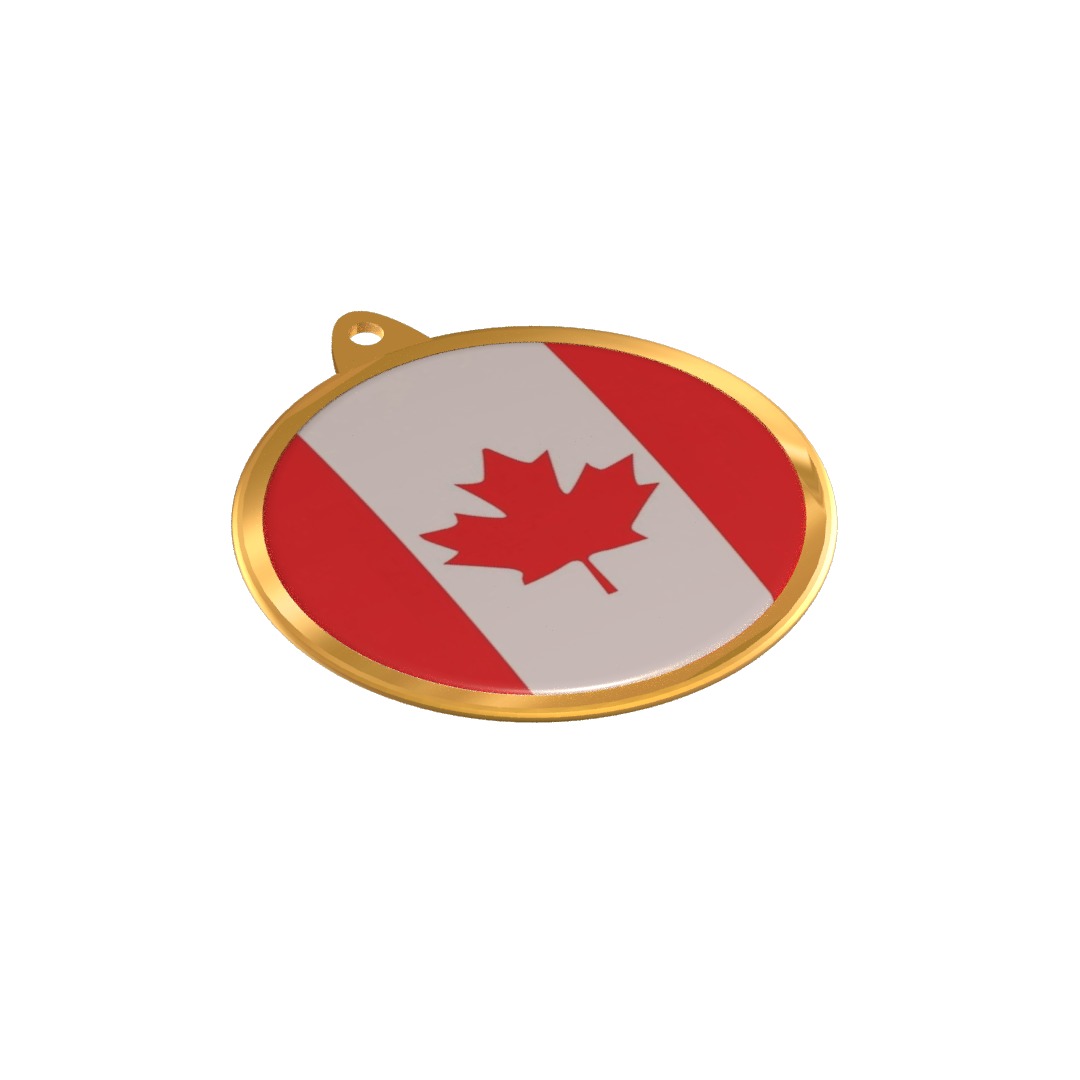 Canada Flag Golden Medal Badge 3D model_5